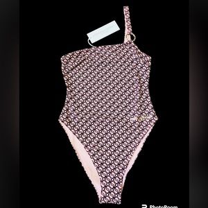 Stella McCartney**Pink Burgundy One-Shoulder Swim***Small $425